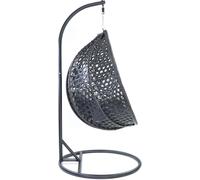 Fauteuil suspendu de luxe, style XXL, avec structure en osier noir et coussin de relaxation gris
