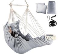 Fauteuil suspendu de type hamac - Modèle à bascule avec repose-pieds et coussin - Sangles à nouer et mousquetons inclus
