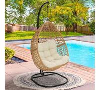 Fauteuil Suspendu Effet Rotin Avec Coussin Écru Multicolore