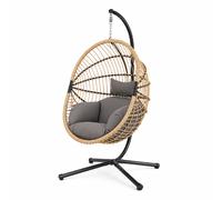 Fauteuil suspendu effet rotin avec coussin gris BRASILIA