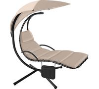 Fauteuil suspendu Elaria avec pare-soleil et poche latérale - beige