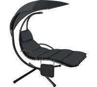 Fauteuil suspendu Elaria avec pare-soleil et poche latérale - noir