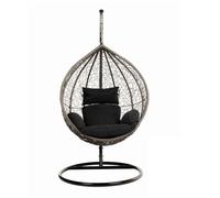 Fauteuil suspendu en polyrattan avec support HOME DELUXE CIELO - Noir