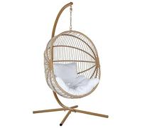 Fauteuil Suspendu en Polyrotin Beige avec Support en Métal Intérieur Extérieur Acri