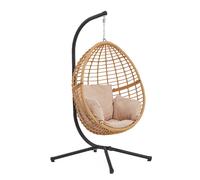 Concept Usine Fauteuil suspendu Auroa - résine tressée beige/noir, coussin imperméable, 130 kg max