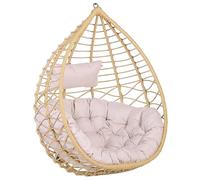 Fauteuil Suspendu en Rotin Beige avec Coussin pour Usage à l'Intérieur et Extérieur au Design Bohème Très Tendance Beliani