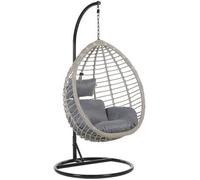 Beliani - Fauteuil Suspendu avec Support - Tollo - en Polyrotin et Acier, Gris e