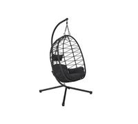 Fauteuil Suspendu en Rotin Synthétique avec Pied Métal Noir - MALOA -