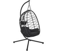 Fauteuil Suspendu en Rotin Synthétique avec Pied Métal Noir - MALOA - ALTOBUY Noir G