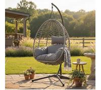 Fauteuil suspendu extérieur avec coussin - Siège suspendu cocooning pour jardin terrasse balcon ou intérieur - Gris