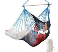 Fauteuil suspendu, filet tricoté à la main, corde en coton, assise confortable, couleur unie, extensible, pliable, 240x80 cm, noir/rouge/bleu/blanc
