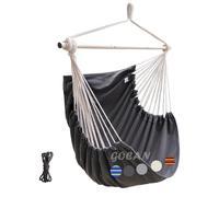 Fauteuil suspendu gris foncé, en coton - Capacité de charge de 150 kg - Surface d'assise de 100x100 cm - Barre de support en métal - Adapté pour une utilisation intérieure et extérieure