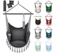Fauteuil suspendu gris - KESSER - Safari XXL - Coton doux et polyester résistant - 2 coussins amovibles 50x50 cm