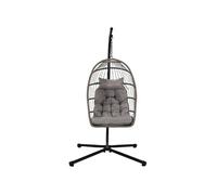 Fauteuil Suspendu Gris Structure en Métal et Plastique avec Coussins - ALOHA -