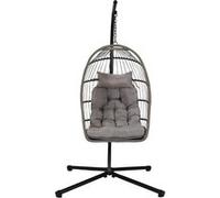 Fauteuil Suspendu Gris Structure en Métal et Plastique avec Coussins - ALOHA -