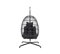 Fauteuil suspendu HOME DELUXE LOMA – Pliable, 1 place, noir | Panier suspendu, chaise suspendue, meubles de jardin, balancelle