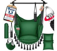 Fauteuil suspendu KESSER® avec 2 coussins, porte-boissons et compartiment pour livres - Fauteuil suspendu Safari XXL pour adultes et enfants Hamac jusqu'à 150 kg Suspension pour siège suspendu Intérie