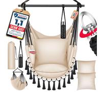 Fauteuil suspendu KESSER® avec 2 coussins, porte-boissons et compartiment pour livres - Fauteuil suspendu Safari XXL pour adultes et enfants Hamac jusqu'à 150 kg Suspension pour siège suspendu Intérie