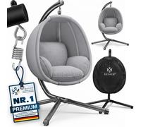 Fauteuil suspendu KESSER® Luxe avec structure + coussin d'assise moelleux, rembourrage latéral, coussins d'assise et de dossier ; panier suspendu pour l'intérieur et l'extérieur, balancelle de jardin,