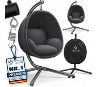Fauteuil suspendu KESSER® Luxe avec structure + coussin d'assise moelleux, rembourrage latéral, coussins d'assise et de dossier ; panier suspendu pour l'intérieur et l'extérieur, balancelle de jardin,