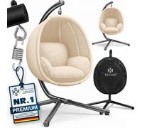 Fauteuil suspendu KESSER® Luxe avec structure + coussin d'assise moelleux, rembourrage latéral, coussins d'assise et de dossier ; panier suspendu pour l'intérieur et l'extérieur, balancelle de jardin,