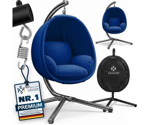 Fauteuil suspendu KESSER® Luxe avec structure + coussin d'assise moelleux, rembourrage latéral, coussins d'assise et de dossier ; panier suspendu pour l'intérieur et l'extérieur, balancelle de jardin,