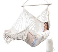 Fauteuil suspendu Kocoon avec corde en coton souple, grand modèle, structure métallique repliable, large assise, table d'intérieur/extérieur, chaise de jardin, pivotante.