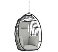 Fauteuil suspendu - Outsunny - anier pliable, coussins, porte-gobelet, oreiller - intérieur extérieur - 75x62x107cm - gris foncé