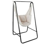 Fauteuil suspendu - Outsunny - extérieur avec support chaise suspendue coussin accoudoir - acier - blanc crème