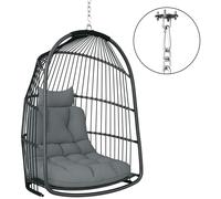 Fauteuil suspendu Outsunny, panier suspendu avec coussins, balancelle en polyrotin