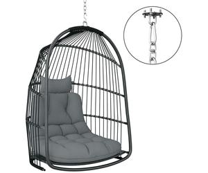 Fauteuil suspendu Outsunny, panier suspendu avec coussins, balancelle en polyrotin
