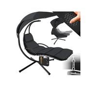 Fauteuil suspendu Elaria avec pare-soleil et poche latérale - noir