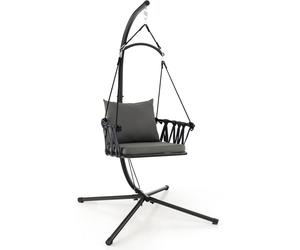 Fauteuil suspendu pliable COSTWAY, chaise suspendue avec structure, dossier tissé, coussins d'assise et de dossier confortables, balançoire suspendue jusqu'à 150kg, siège suspendu