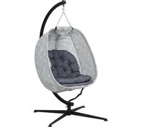 Fauteuil suspendu pliable en forme d'œuf – balancelle suspendue avec structure et coussins d'assise, pour 1 personne, usage intérieur/extérieur, pour terrasse et jardin, gris