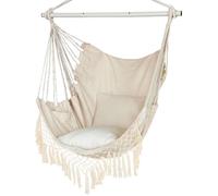 Fauteuil suspendu pour intérieur et extérieur, avec 2 coussins, capacité jusqu'à 150 kg, couleur beige