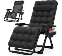 Fauteuil suspendu pour l'extérieur, sans gravité, avec coussin amovible, repose-tête réglable, porte-gobelet et structure pliable, de couleur noire
