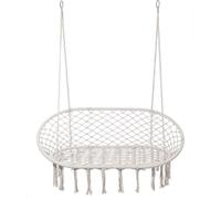 Fauteuil suspendu Rebecca Mobili Gahat 150x130x70 PolyCoton acier blanc crème Boho