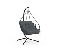 IDMarket – Fauteuil suspendu Relax LOA ajouré effet rotin gris avec coussin gris