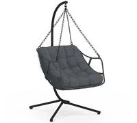 Fauteuil Suspendu Relax Loa Ajouré Effet Rotin Gris Avec Coussin Gris
