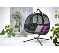 Fauteuil suspendu, siège suspendu, chaise suspendue, balançoire suspendue, panier suspendu, hamac, structure de balançoire, noir