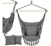 Fauteuil Suspendu Springos® Avec Coussins Style Brésilien, Barre En Bois Et Poche Latérale Multicolore