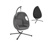 Fauteuil suspendu ANIKA avec cadre et coussin 160kg - gris anthracite
