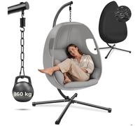 Fauteuil suspendu ANIKA avec cadre et coussin 160kg - gris clair