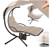 Fauteuil suspendu - TECTAKE - Siège suspendu ELARIA avec protection UV et poche latérale résistante, 195 x 132 x 197 cm - Beige