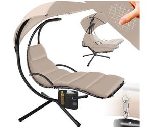 Fauteuil suspendu - TECTAKE - Siège suspendu ELARIA avec protection UV et poche latérale résistante, 195 x 132 x 197 cm - Beige