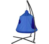 Fauteuil suspendu œuf – Fauteuil suspendu pour enfants – Pied en X – Avec Boomentent – Intérieur et extérieur – Fauteuil suspendu Cocoon – Structure métallique – Bleu
