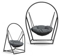 Fauteuil suspendu Vigevee avec structure, balancelle suspendue, fauteuil suspendu jusqu'à 150 kg pour l'intérieur et l'extérieur + coussin, panier suspendu avec structure en acier et coussin d'assise,