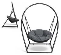 Fauteuil suspendu Vigevee avec structure et coussin, capacité de 150 kg - Fauteuil suspendu à hauteur réglable - Balançoire suspendue pour intérieur et extérieur - Fauteuil suspendu en forme de panier