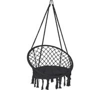 Fauteuil suspendu VOUNOT® avec coussin, fauteuil suspendu de style bohème à accrocher, balancelle suspendue pour adultes et enfants, pour l'intérieur et l'extérieur, noir