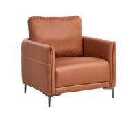 Fauteuil Tapissé en Tissu Style Moderne Pieds en Métal Marron Cilens